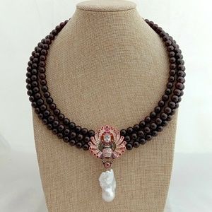 Necklace Garnets  and Pearl ready to wear